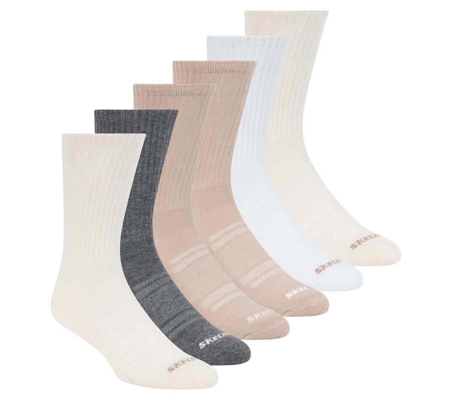 6 Pack Large Core Crew Socks, TAN, fullimage number 0